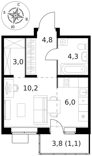 Квартира Студия, 29.4 м² ЖК «1-й Ясеневский» Фото 1 Квартира Студия, 29.4 м² ЖК «1-й Ясеневский» Фото 1