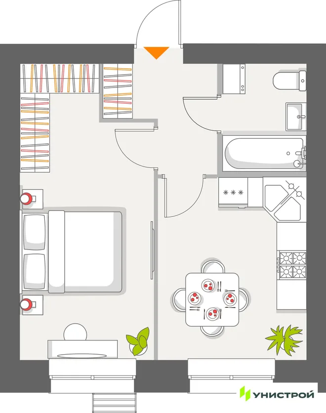 Планировка 1-комн. квартира, 34.66 м² ЖК «Атмосфера» Планировка 1-комн. квартира, 34.66 м² ЖК «Атмосфера»