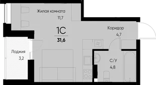 Планировка Студия, 31.4 м² ЖК «Васильевский остров»