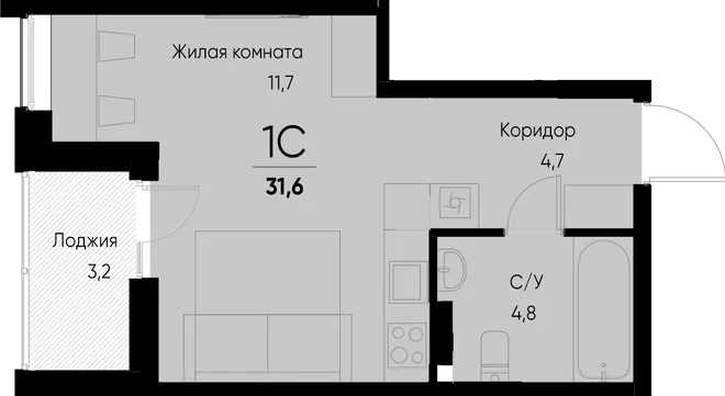Планировка Студия, 31.4 м² ЖК «Васильевский остров» Планировка Студия, 31.4 м² ЖК «Васильевский остров»