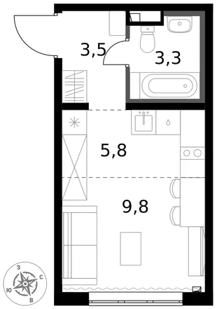 Квартира Студия, 22.4 м² ЖК «1-й Химкинский» Фото 1
