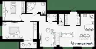 Планировка 3-комн. квартира, 121.16 м² ЖК «Небосклоны»