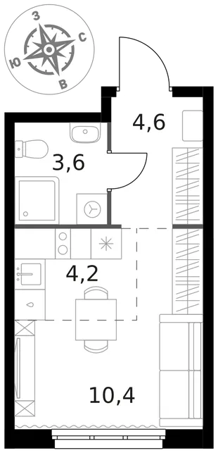 Квартира Студия, 22.8 м² ЖК «1-й Химкинский» Фото 1