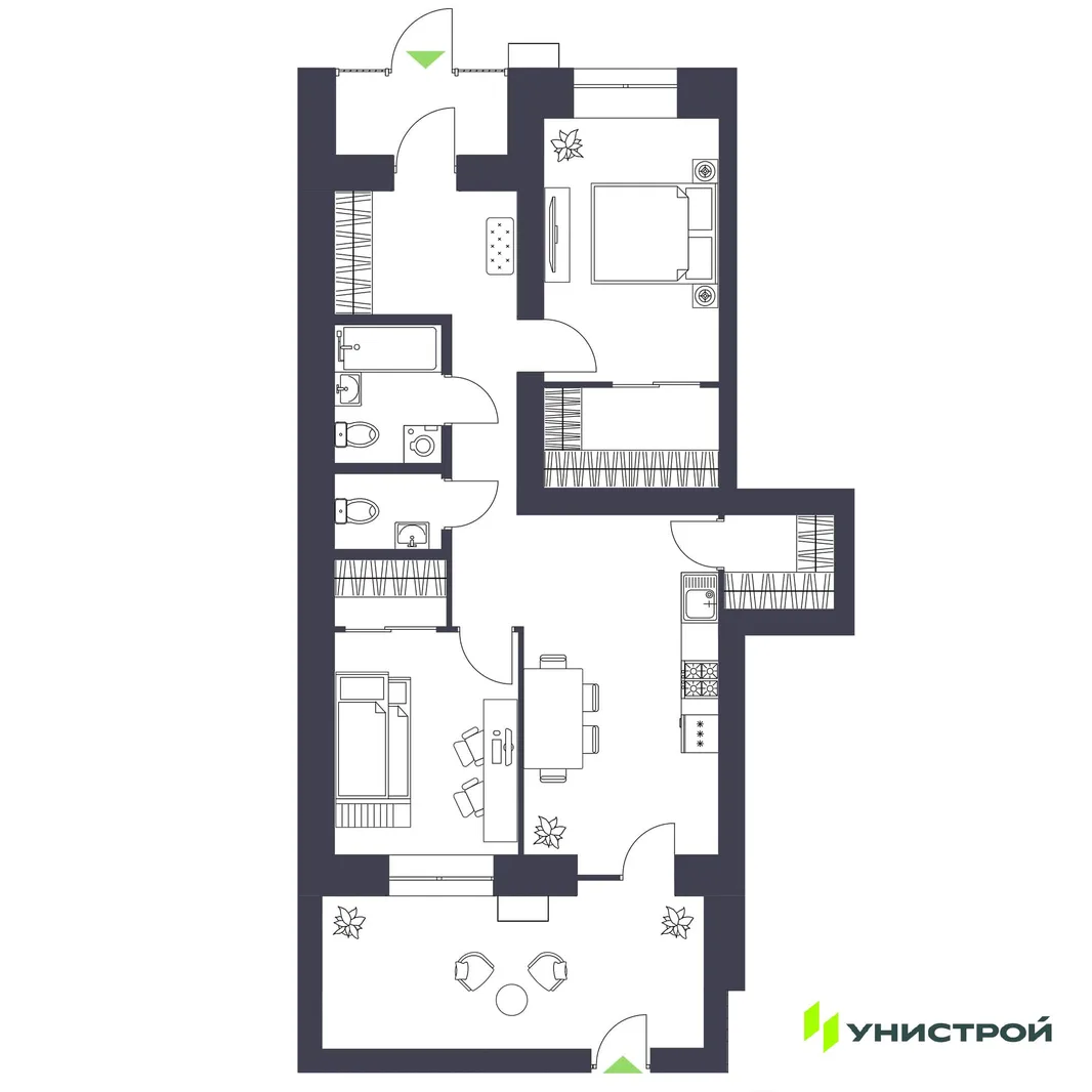 Планировка 2-комн. квартира, 72.48 м² ЖК «Царёво City»