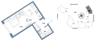 Планировка Студия, 27.91 м² ЖК «Сибирский сад»