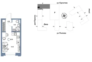 Планировка Студия, 20.93 м² ЖК «Остров-сад»