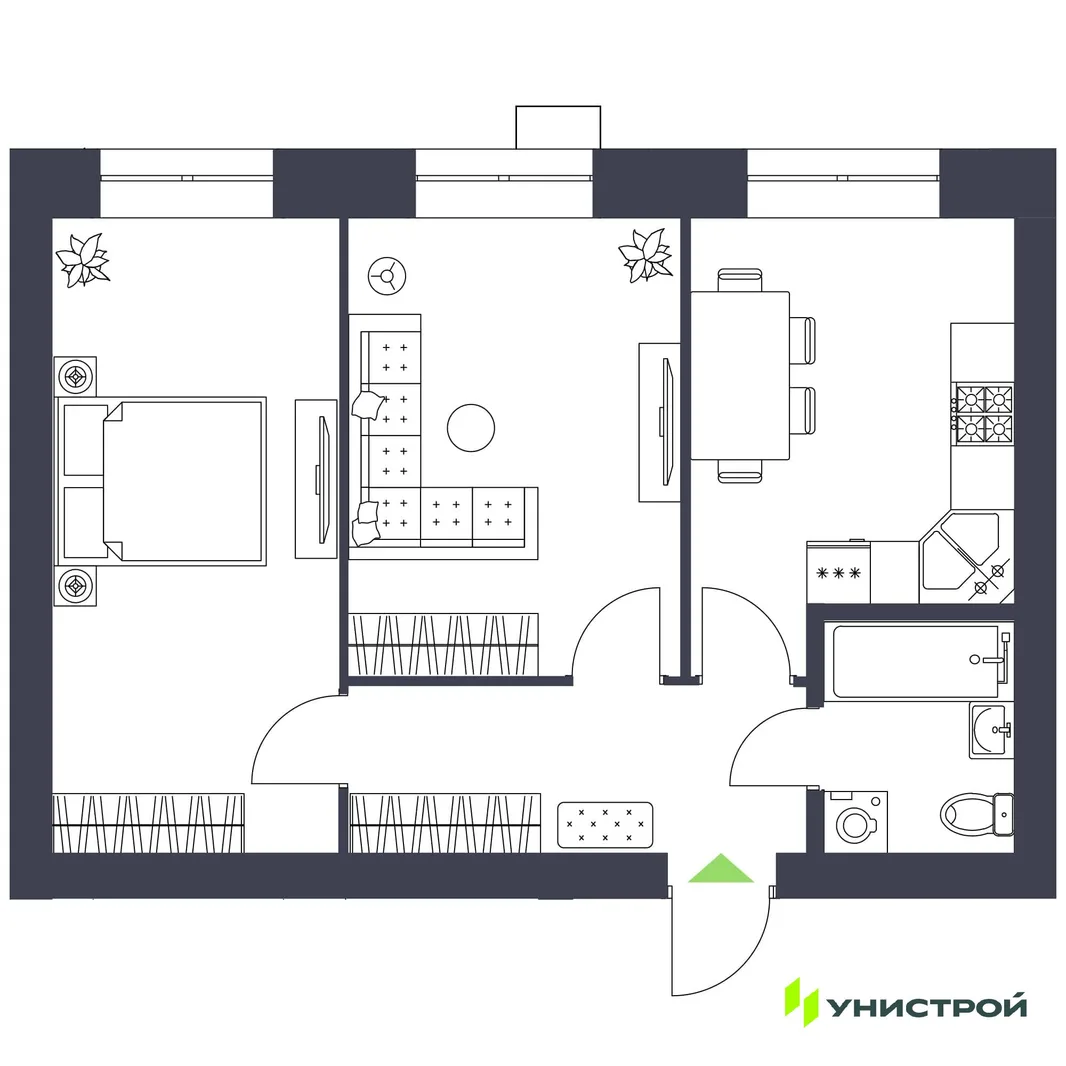 Планировка 2-комн. квартира, 52.76 м² ЖК «Царёво City»