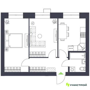 Планировка 2-комн. квартира, 52.76 м² ЖК «Царёво City»