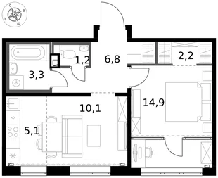 Квартира 2-комн. квартира, 43.6 м² ЖК «1-й Химкинский» Фото 1 Квартира 2-комн. квартира, 43.6 м² ЖК «1-й Химкинский» Фото 1