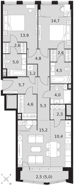 Квартира 3-комн. квартира, 99.3 м² ЖК «Sydney City» Фото 1 Квартира 3-комн. квартира, 99.3 м² ЖК «Sydney City» Фото 1