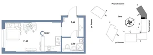 Планировка Студия, 30.67 м² ЖК «Сибирский сад»