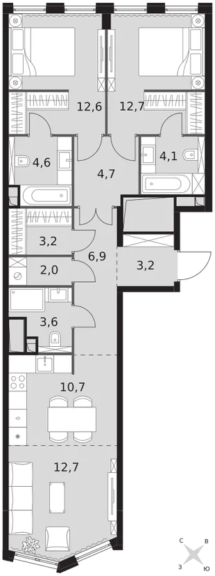 Квартира 3-комн. квартира, 81 м² ЖК «Sydney City» Фото 1 Квартира 3-комн. квартира, 81 м² ЖК «Sydney City» Фото 1
