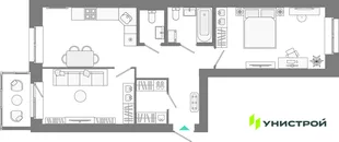 Планировка 2-комн. квартира, 60.38 м² ЖК «Лето»