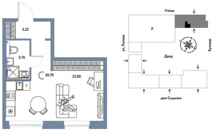Планировка Студия, 30.79 м² ЖК «Остров-сад»