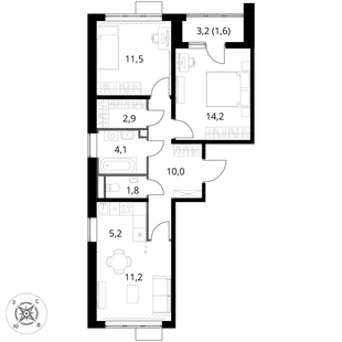 Квартира 3-комн. квартира, 62.5 м² ЖК «1-й Шереметьевский» Фото 1 Квартира 3-комн. квартира, 62.5 м² ЖК «1-й Шереметьевский» Фото 1