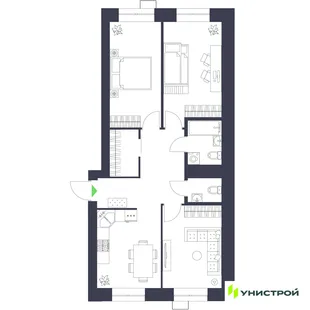Планировка 3-комн. квартира, 73.97 м² ЖК «Царёво City»