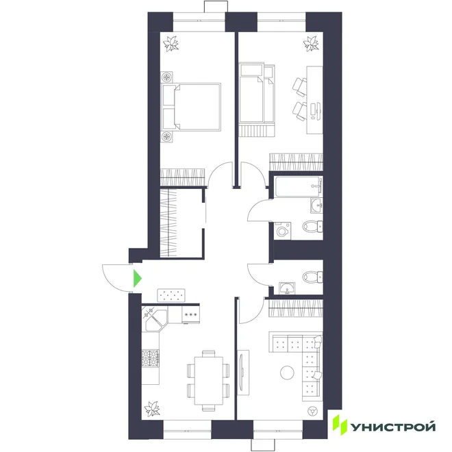 Планировка 3-комн. квартира, 73.97 м² ЖК «Царёво City» Планировка 3-комн. квартира, 73.97 м² ЖК «Царёво City»