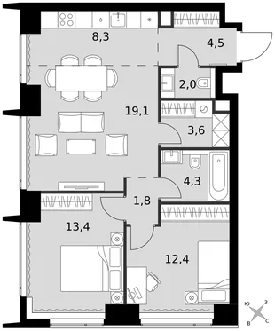 Квартира 3-комн. квартира, 69.4 м² ЖК «Amber Сity» Фото 1 Квартира 3-комн. квартира, 69.4 м² ЖК «Amber Сity» Фото 1
