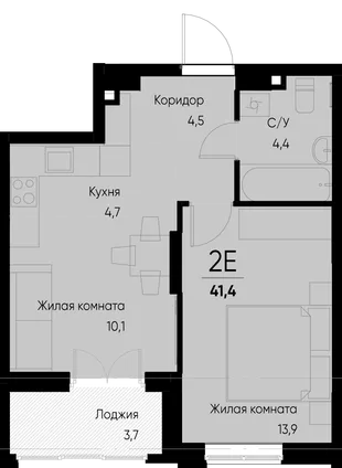 Планировка 2-комн. квартира, 41.4 м² ЖК «Васильевский остров»