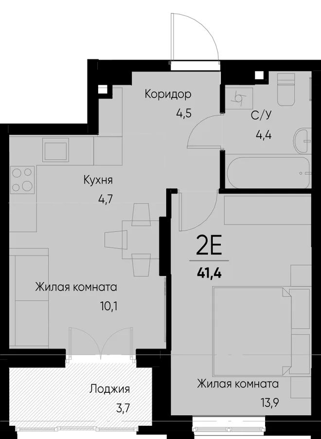 Планировка 2-комн. квартира, 41.4 м² ЖК «Васильевский остров» Планировка 2-комн. квартира, 41.4 м² ЖК «Васильевский остров»