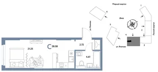 Планировка Студия, 28.58 м² ЖК «Сибирский сад»