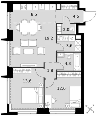 Квартира 3-комн. квартира, 70.1 м² ЖК «Amber Сity» Фото 1 Квартира 3-комн. квартира, 70.1 м² ЖК «Amber Сity» Фото 1