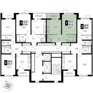 Квартира 1-комн. квартира, 41.6 м² ЖК «1-й Южный» Фото 2 Квартира 1-комн. квартира, 41.6 м² ЖК «1-й Южный» Фото 2
