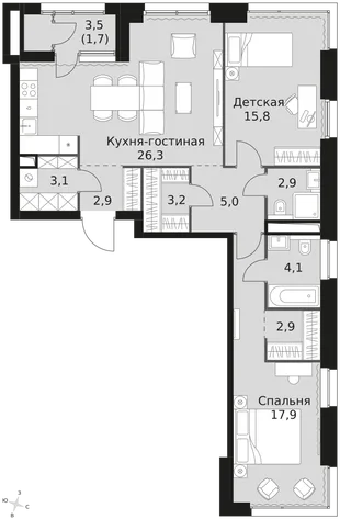 Квартира 3-комн. квартира, 85.8 м² ЖК «Sky Garden» Фото 1 Квартира 3-комн. квартира, 85.8 м² ЖК «Sky Garden» Фото 1