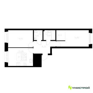 Планировка 2-комн. квартира, 63.08 м² ЖК «Statum»