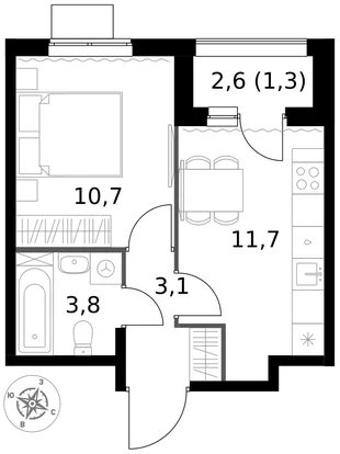 Квартира 1-комн. квартира, 30.6 м² ЖК «1-й Измайловский» Фото 1 Квартира 1-комн. квартира, 30.6 м² ЖК «1-й Измайловский» Фото 1