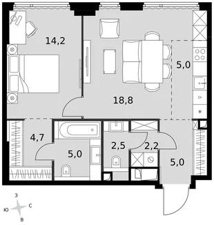 Квартира 2-комн. квартира, 57.4 м² ЖК «Sydney City» Фото 1 Квартира 2-комн. квартира, 57.4 м² ЖК «Sydney City» Фото 1