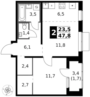 Квартира 2-комн. квартира, 48.9 м² ЖК «1-й Ясеневский» Фото 1 Квартира 2-комн. квартира, 48.9 м² ЖК «1-й Ясеневский» Фото 1
