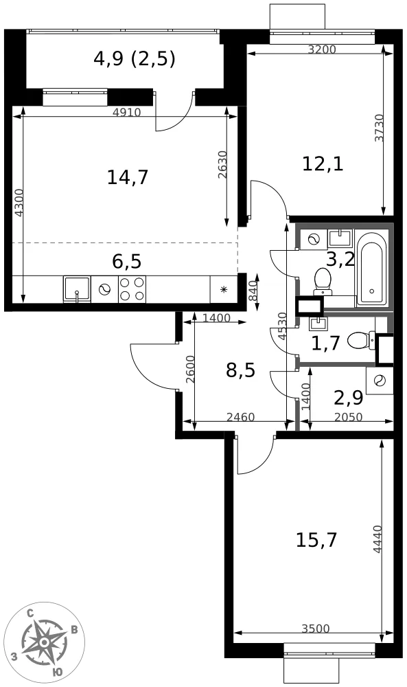 Планировка 3-комн. квартира, 67.8 м² ЖК «1-й Химкинский» Планировка 3-комн. квартира, 67.8 м² ЖК «1-й Химкинский»