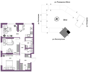 Планировка 3-комн. квартира, 63.75 м² ЖК «Страна.Парковая»