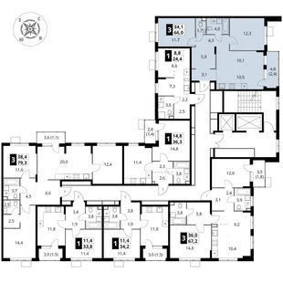 Квартира 3-комн. квартира, 66 м² ЖК «1-й Шереметьевский» Фото 1 Квартира 3-комн. квартира, 66 м² ЖК «1-й Шереметьевский» Фото 1