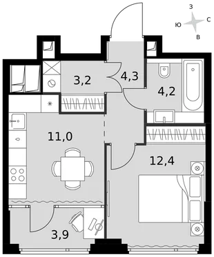Квартира 1-комн. квартира, 39 м² ЖК «Sydney City» Фото 1 Квартира 1-комн. квартира, 39 м² ЖК «Sydney City» Фото 1