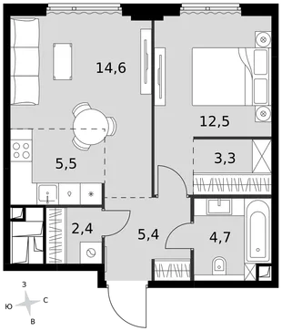 Квартира 2-комн. квартира, 48.4 м² ЖК «Sydney City» Фото 1 Квартира 2-комн. квартира, 48.4 м² ЖК «Sydney City» Фото 1