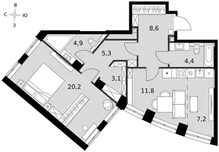 Квартира 1-комн. квартира, 65.4 м² ЖК «Sydney City» Фото 1 Квартира 1-комн. квартира, 65.4 м² ЖК «Sydney City» Фото 1