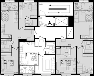 Квартира 2-комн. квартира, 59.81 м² ЖК «Патрики» Фото 1