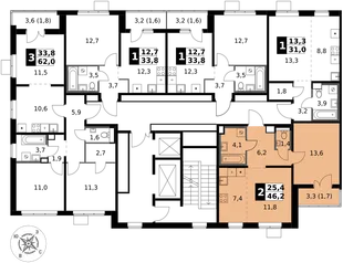 Квартира 2-комн. квартира, 46.2 м² ЖК «1-й Южный» Фото 2 Квартира 2-комн. квартира, 46.2 м² ЖК «1-й Южный» Фото 2