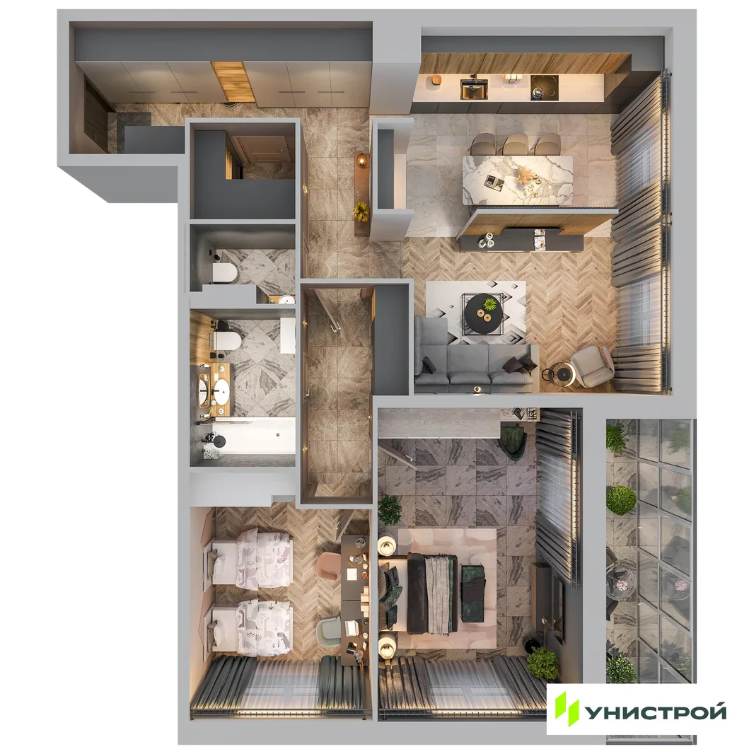 Планировка 3-комн. квартира, 88.91 м² ЖК «Лисино»