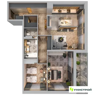 Планировка 3-комн. квартира, 88.91 м² ЖК «Лисино»