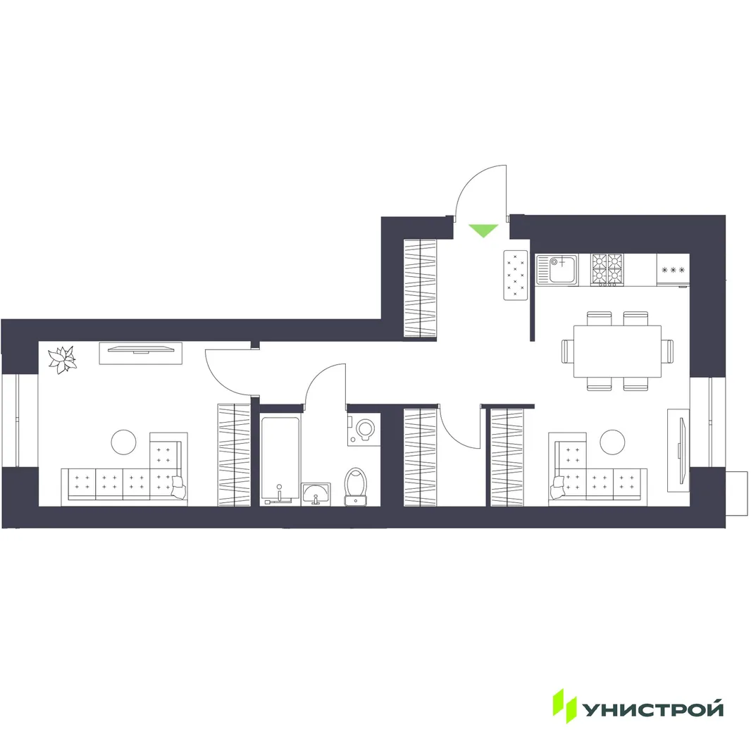 Планировка 1-комн. квартира, 41.78 м² ЖК «Царёво City»