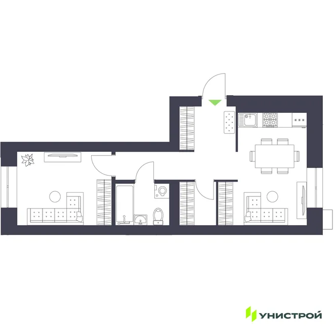 Планировка 1-комн. квартира, 41.78 м² ЖК «Царёво City» Планировка 1-комн. квартира, 41.78 м² ЖК «Царёво City»