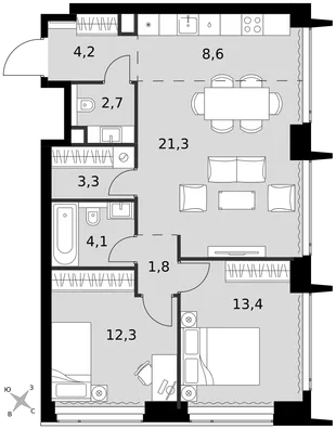 Квартира 3-комн. квартира, 71.7 м² ЖК «Amber Сity» Фото 1 Квартира 3-комн. квартира, 71.7 м² ЖК «Amber Сity» Фото 1