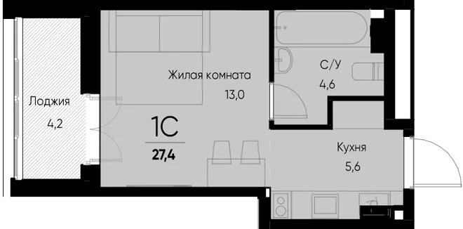 Планировка Студия, 27.5 м² ЖК «Васильевский остров» Планировка Студия, 27.5 м² ЖК «Васильевский остров»