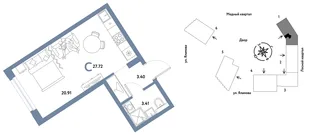 Планировка Студия, 27.72 м² ЖК «Сибирский сад»