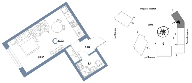 Планировка Студия, 27.72 м² ЖК «Сибирский сад» Планировка Студия, 27.72 м² ЖК «Сибирский сад»