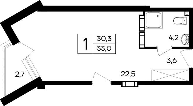 Планировка 1-комн. квартира, 33 м² Апарт-отель «Cosmos Smart Евпатория» Планировка 1-комн. квартира, 33 м² Апарт-отель «Cosmos Smart Евпатория»