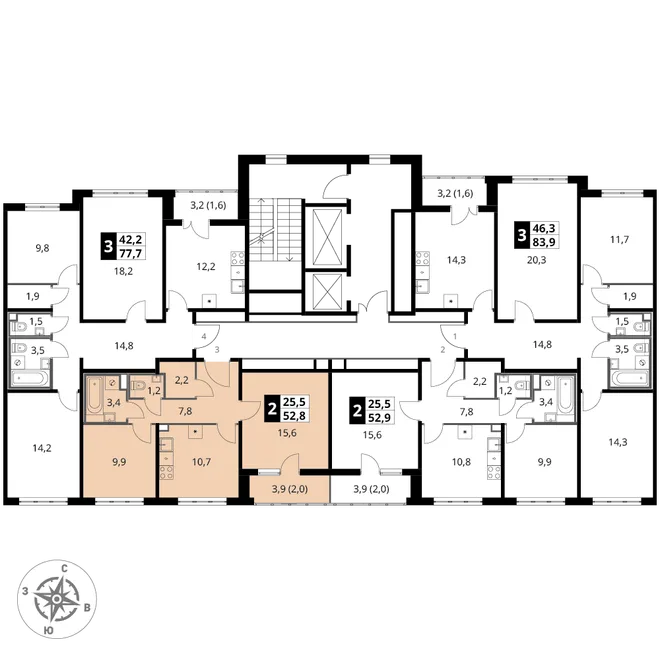 Планировка 2-комн. квартира, 52.9 м² ЖК «Южная Битца» Планировка 2-комн. квартира, 52.9 м² ЖК «Южная Битца»